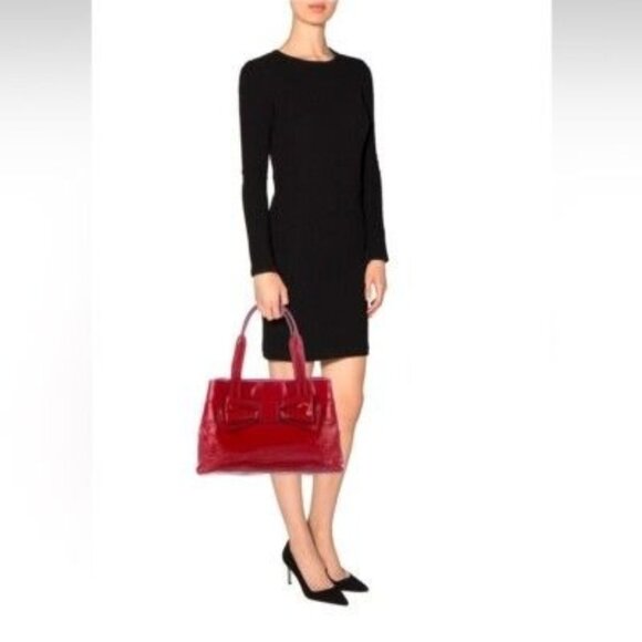NWOT Kate Spade New York Claverly Maryanne Patent Leather Red Tote Bag Double Ha - Picture 1 of 12